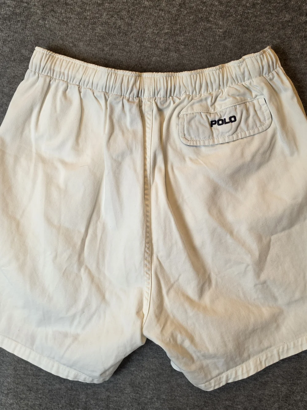 Polo Ralph Lauren Mens Shorts Medium Cream Elastic-Waist Preppy Sporty Travel